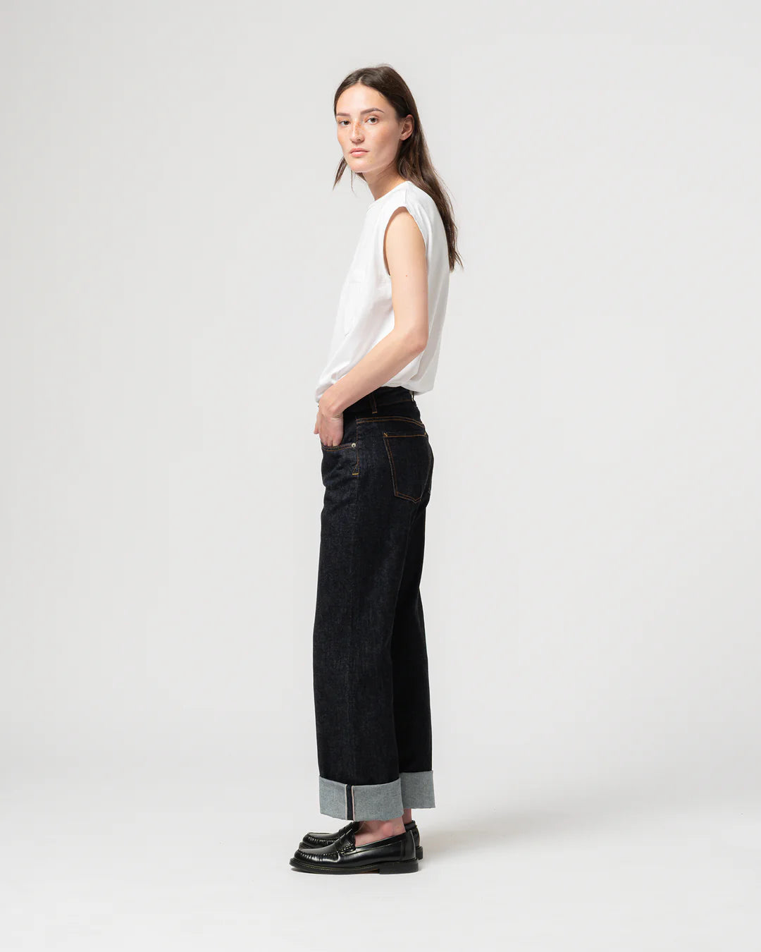 GIRLS OF DUST GEORGIA STRAIGHT SELVEDGE ECO DENIM - INDIGO BLUE