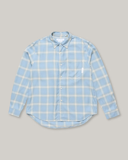WORKS AND DAYS - RAYON CHECK CLASSIC SHIRT - PALE BLUE CHECK