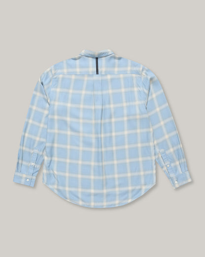 WORKS AND DAYS - RAYON CHECK CLASSIC SHIRT - PALE BLUE CHECK