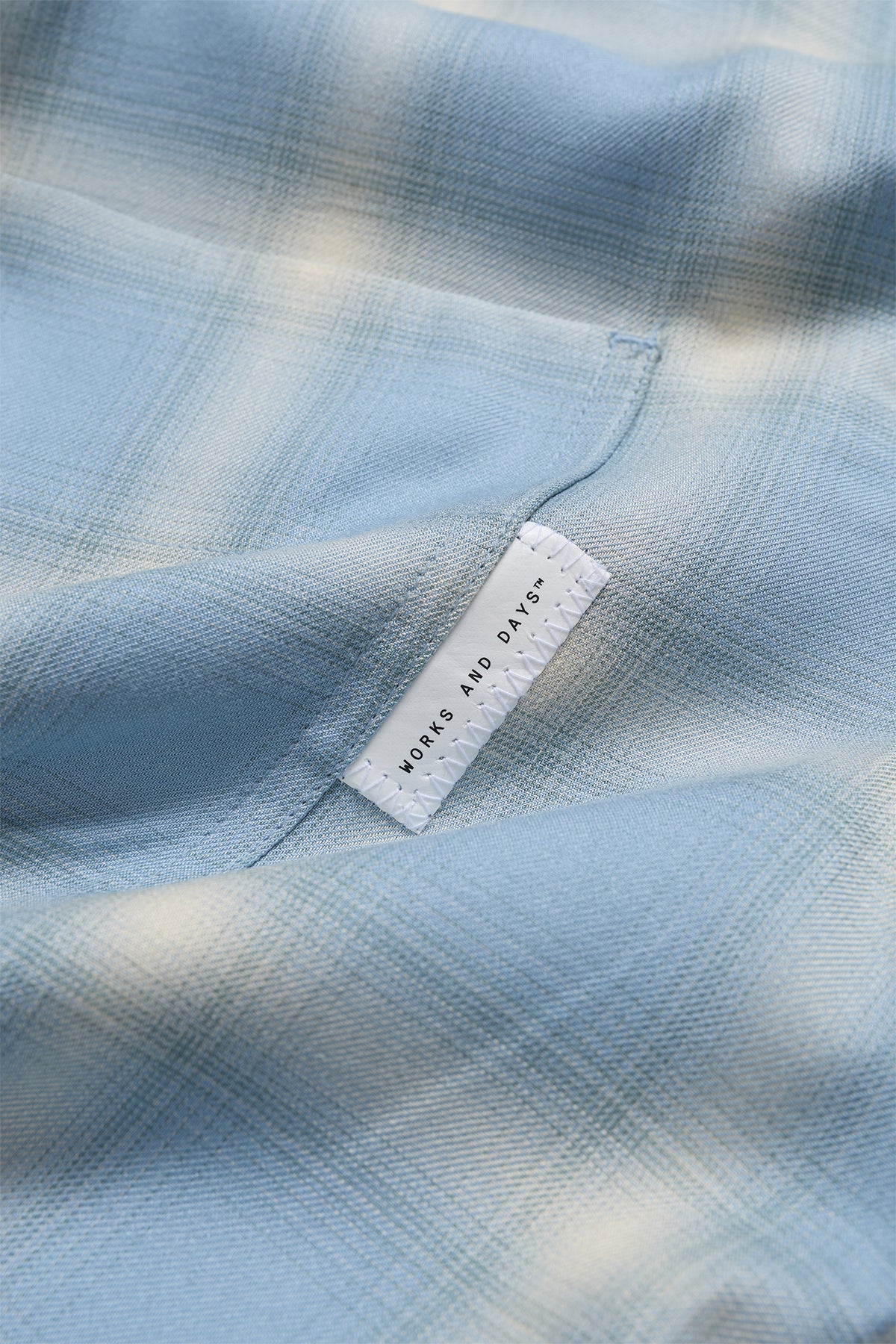 WORKS AND DAYS - RAYON CHECK CLASSIC SHIRT - PALE BLUE CHECK