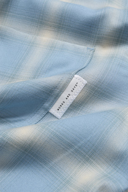 WORKS AND DAYS - RAYON CHECK CLASSIC SHIRT - PALE BLUE CHECK