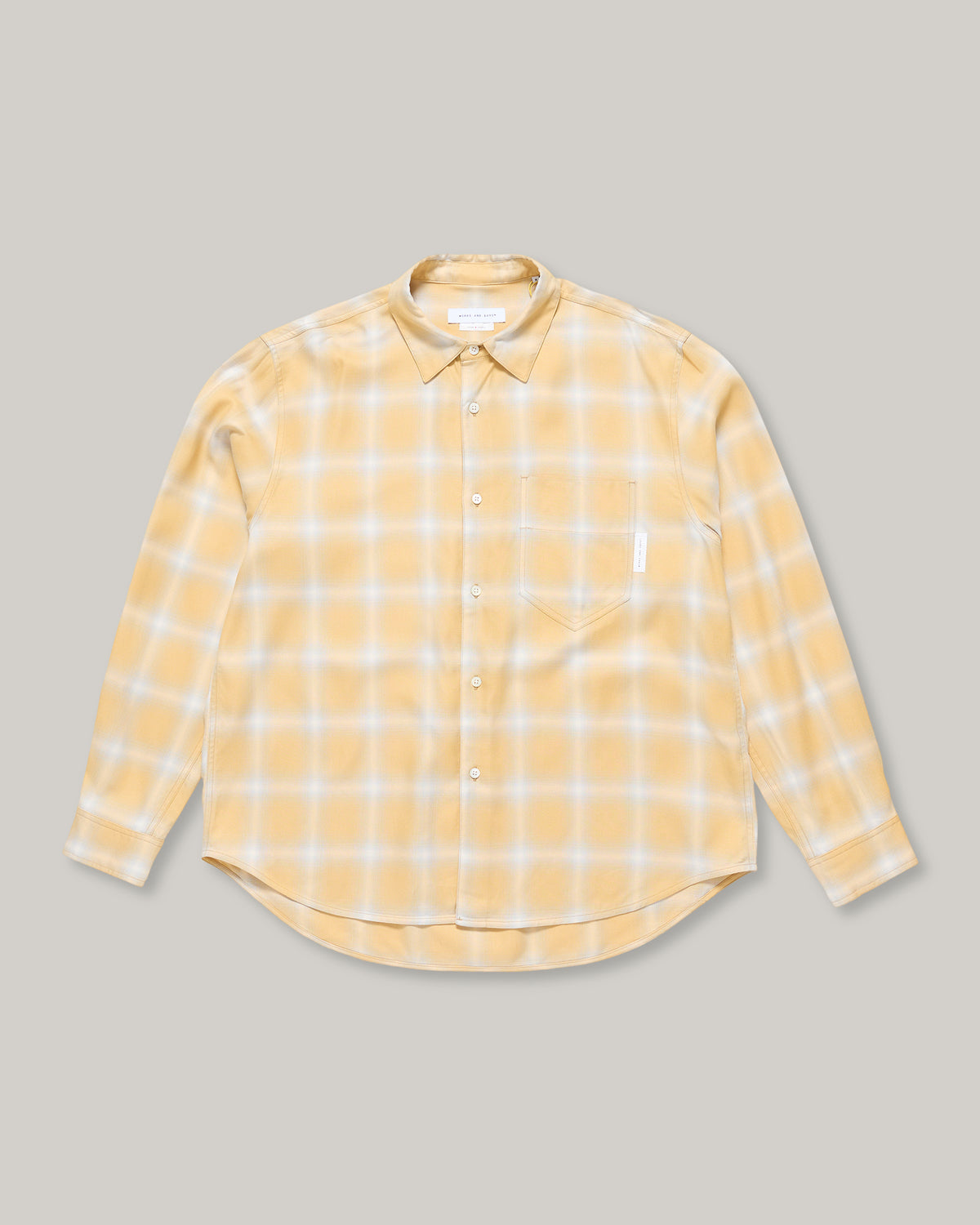 WORKS AND DAYS - RAYON CHECK CLASSIC SHIRT - YELLOW CHECK