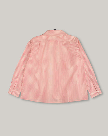 WORK WORKS WOMEN'S ROUND COLLAR SHIRT - RED STRIPE