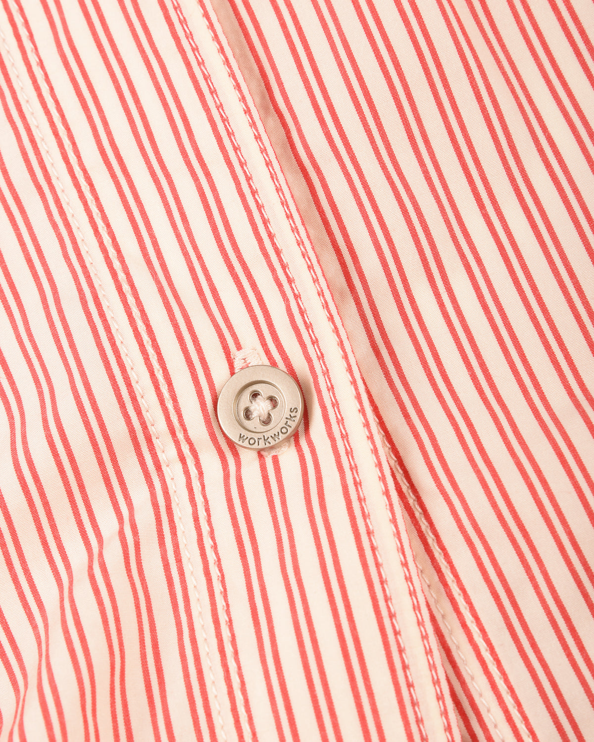 WORK WORKS WOMEN'S ROUND COLLAR SHIRT - RED STRIPE