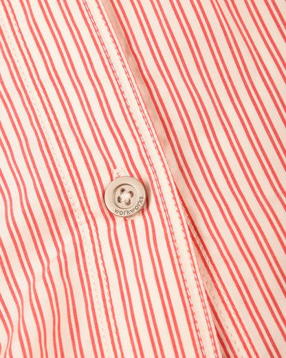 WORK WORKS WOMEN'S ROUND COLLAR SHIRT - RED STRIPE