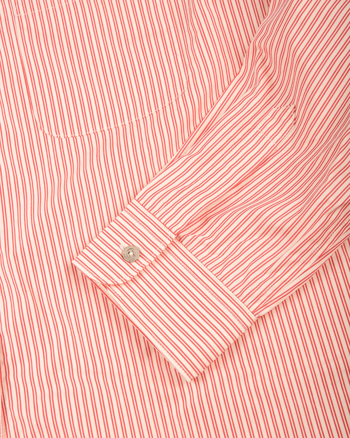 WORK WORKS WOMEN'S ROUND COLLAR SHIRT - RED STRIPE