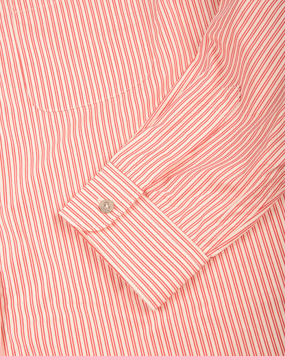 WORK WORKS WOMEN'S ROUND COLLAR SHIRT - RED STRIPE