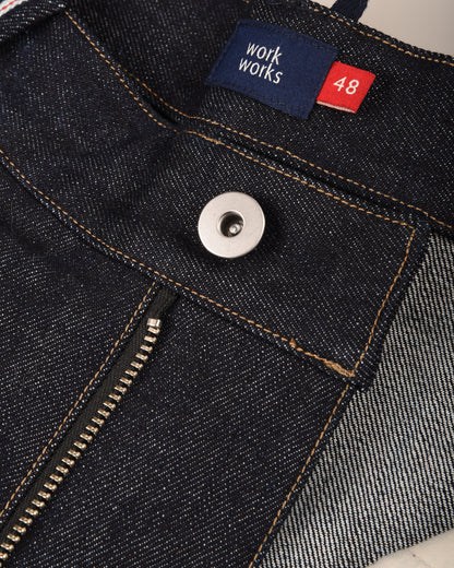 WORK WORKS MENS WIDE LEG TAPERED TROUSER - INDIGO DENIM