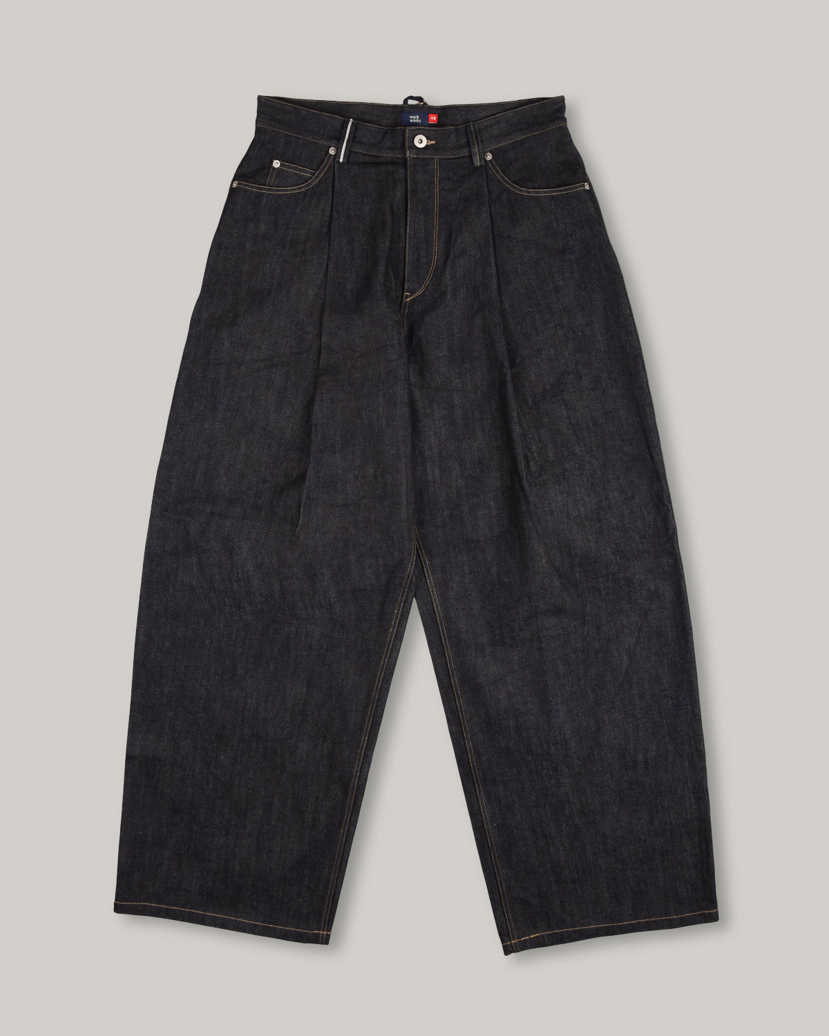 WORK WORKS MENS WIDE LEG TAPERED TROUSER - INDIGO DENIM