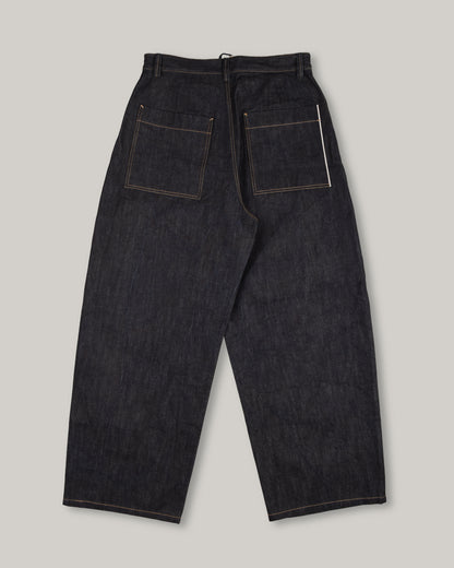 WORK WORKS MENS WIDE LEG TAPERED TROUSER - INDIGO DENIM
