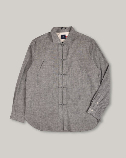 WORK WORKS MEN'S PATCH POCKET TANG SHIRT - YARN DYED GREY