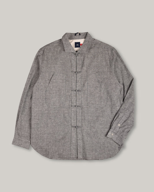 WORK WORKS MEN'S PATCH POCKET TANG SHIRT - YARN DYED GREY