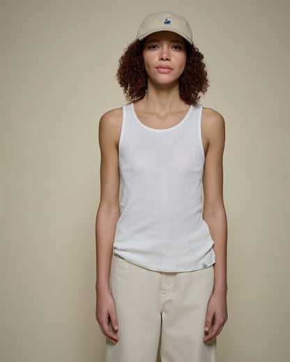 MERZ B. SCHWANEN WOMEN'S FINE RIBBED SINGLET  - WHITE