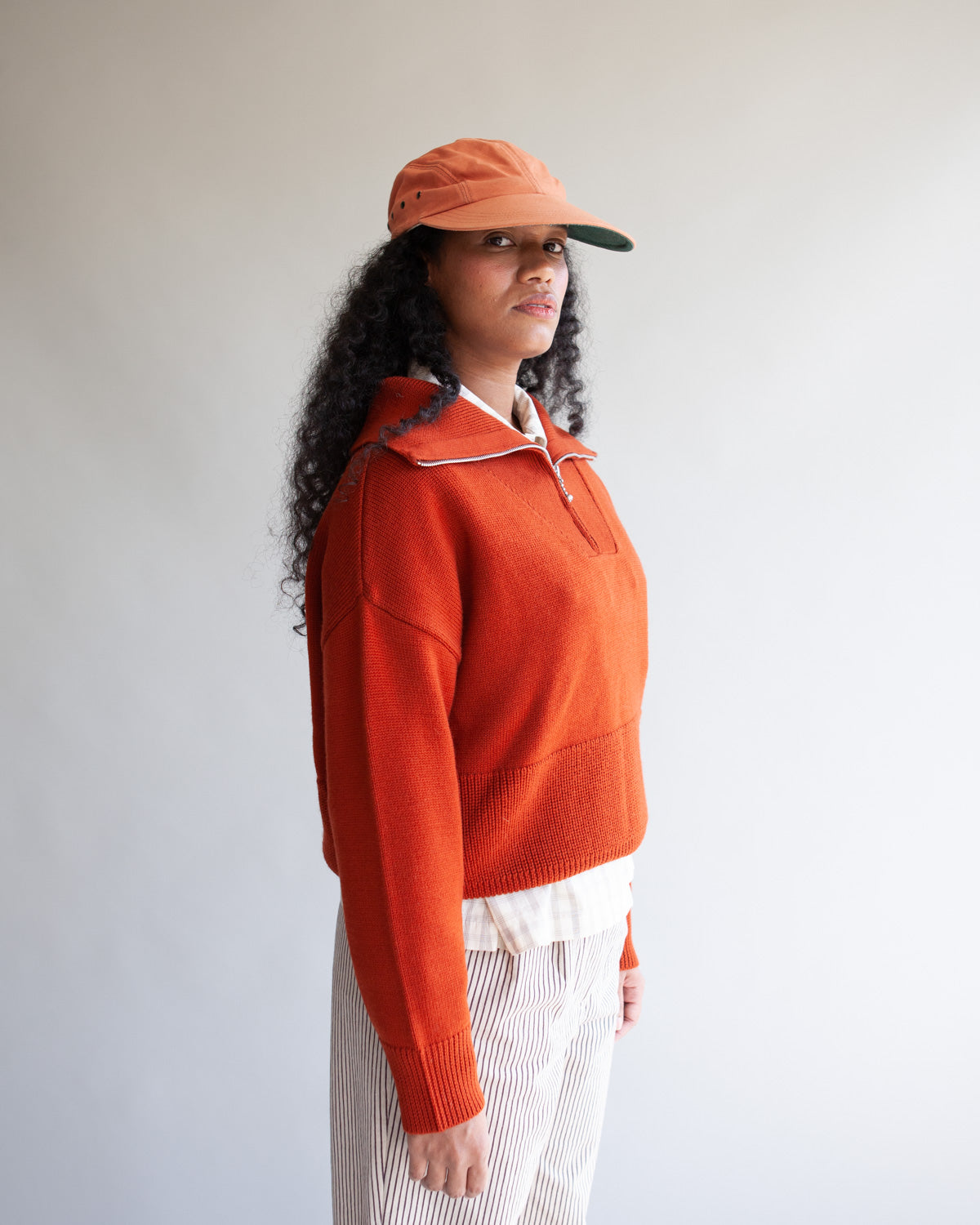 W'MENSWEAR TRACK SWEATER - BURNT ORANGE