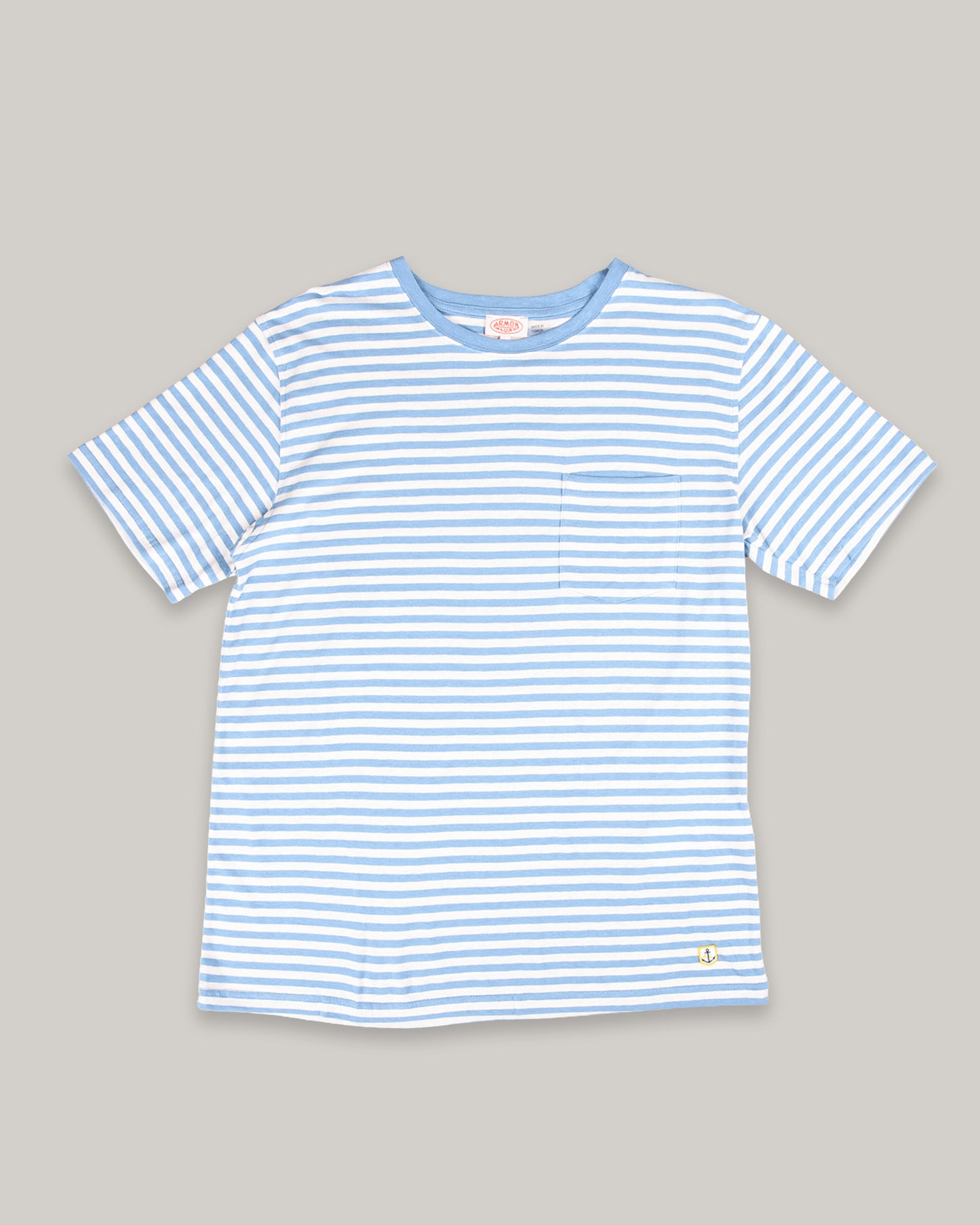 ARMOR LUX POCKET T-SHIRT - COTTON/ LINEN -  WATERFALL/ NATURE