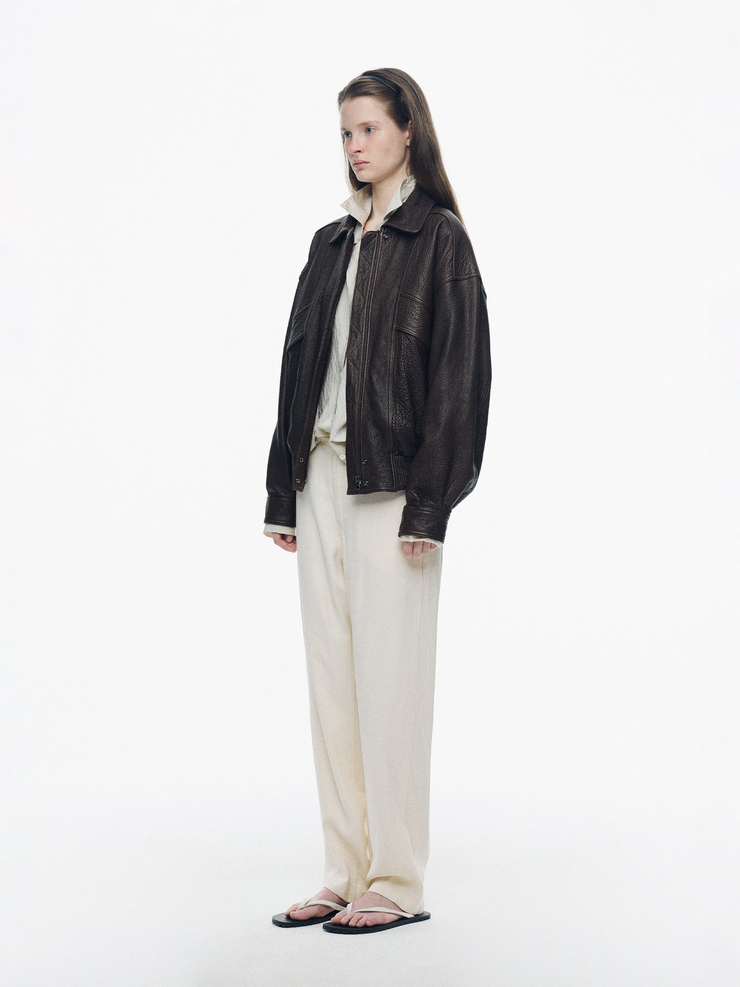 NOTHING WRITTEN LAMBSKIN BOMBER - BROWN