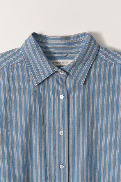 NOTHING WRITTEN METIS COTTON SHIRT - BLUE STRIPE