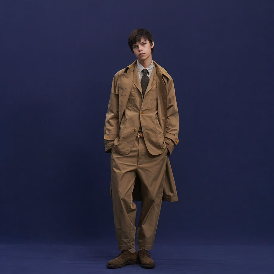 TS(S) SEERSUCKER STRIPE COTTON/ WOOL CLOTH NECK TIE - BROWN