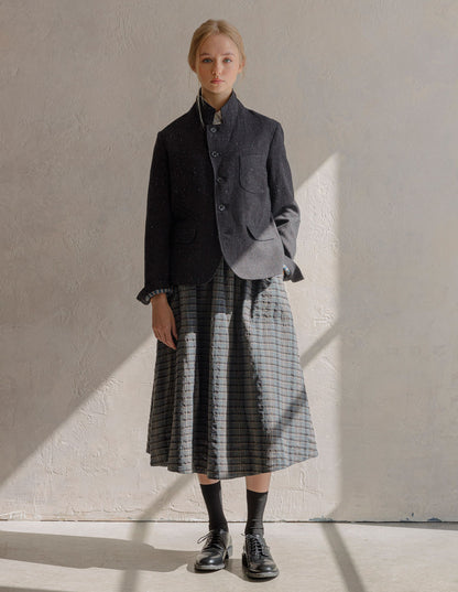 1ST PAT-RN WOMEN'S FORMA SKIRT - FUSED CHECKS - GREY/ BROWN