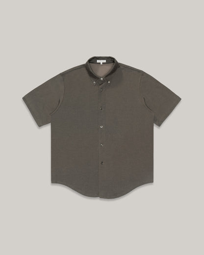 LADY WHITE CO. SS JERSEY BUTTON DOWN - GREY OLIVE