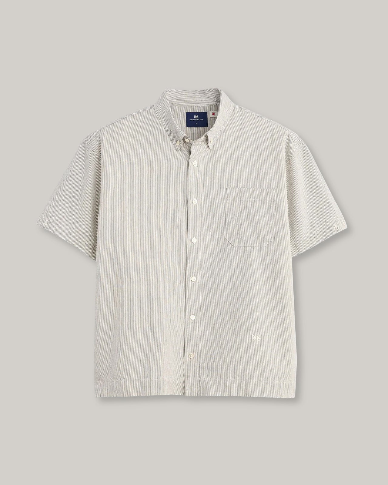 LEVI'S BLUE TAB SS BOXY SHIRT - STRIPE N & A GREY
