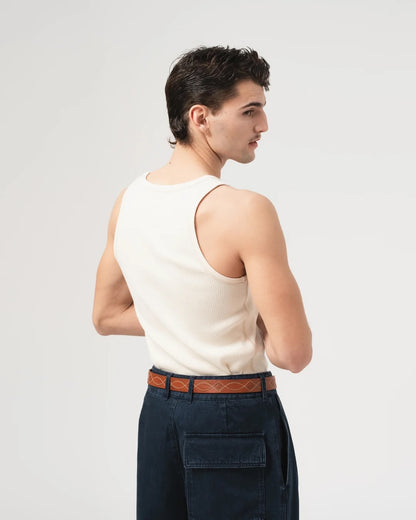 EAT DUST TANK TOP - MILITARY RIB - ECRU
