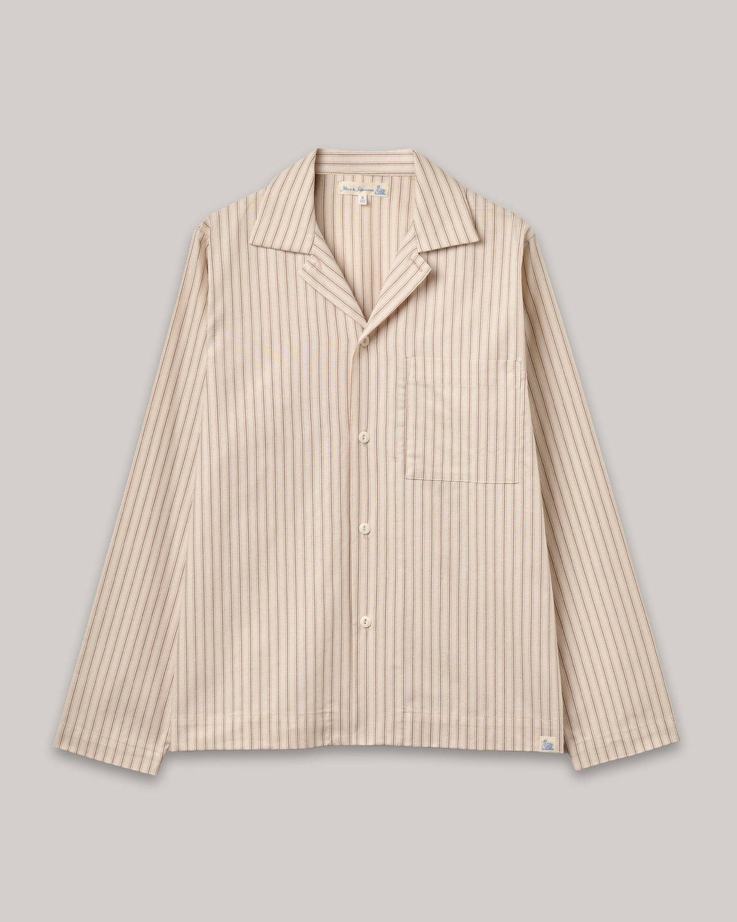 MERZ B. SCHWANEN COTTON PYJAMA TOP - NATURE/ CHOCOLATE