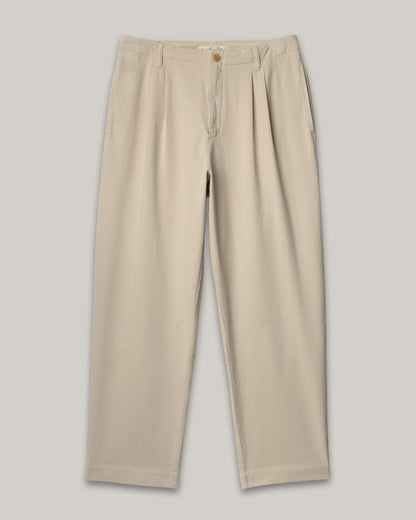 MERZ B. SCHWANEN RIDER01T PLEATED TWILL PANTS - CHALK