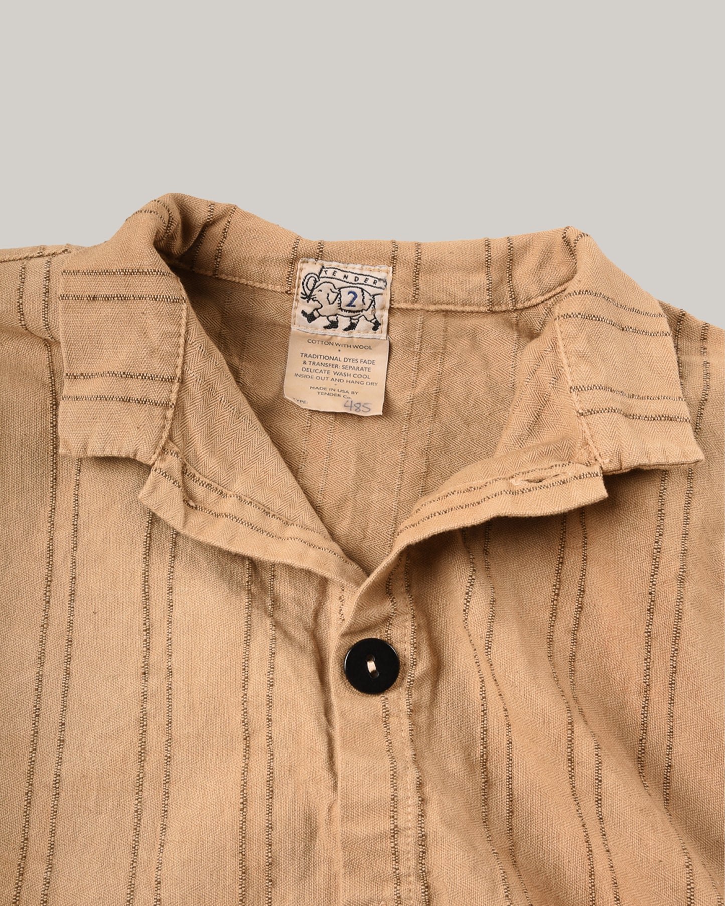 TENDER ISOSCELES SHIRT - WOOL STRIPE COTTON TATTERSALL - DRAB WELD