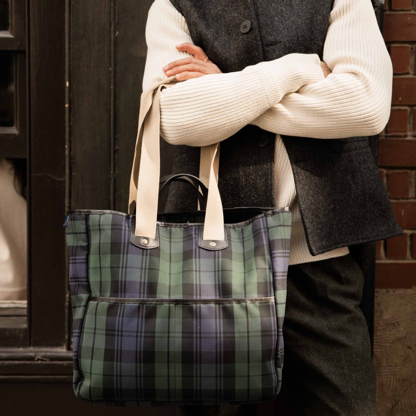 BLEU DE CHAUFFE MELINE TOTE BAG - TARTAN