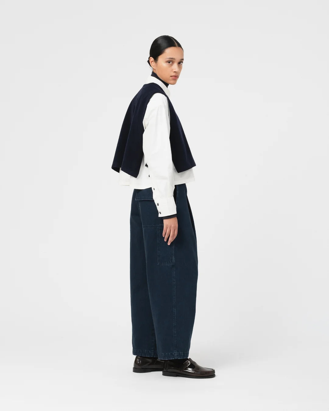 GIRLS OF DUST SELV. DENIM BRITISH WORKER PANT - ENIGMA DENIM - INKT