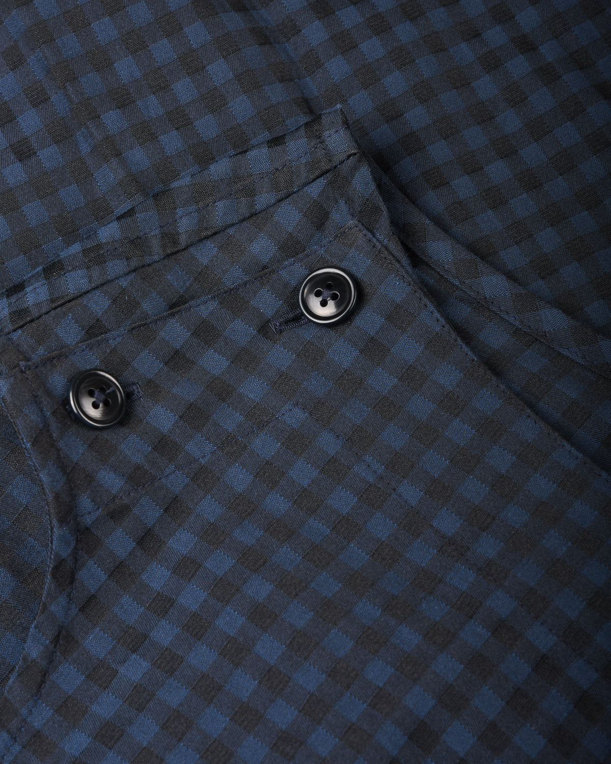 TS(S) GINGHAM PLAID SIDE BUTTON SLEEVELESS DRESS - NAVY