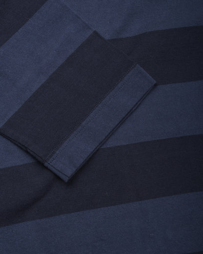 TS(S) WIDE STRIPE GARMENT DYE RUGBY SHIRT - NAVY