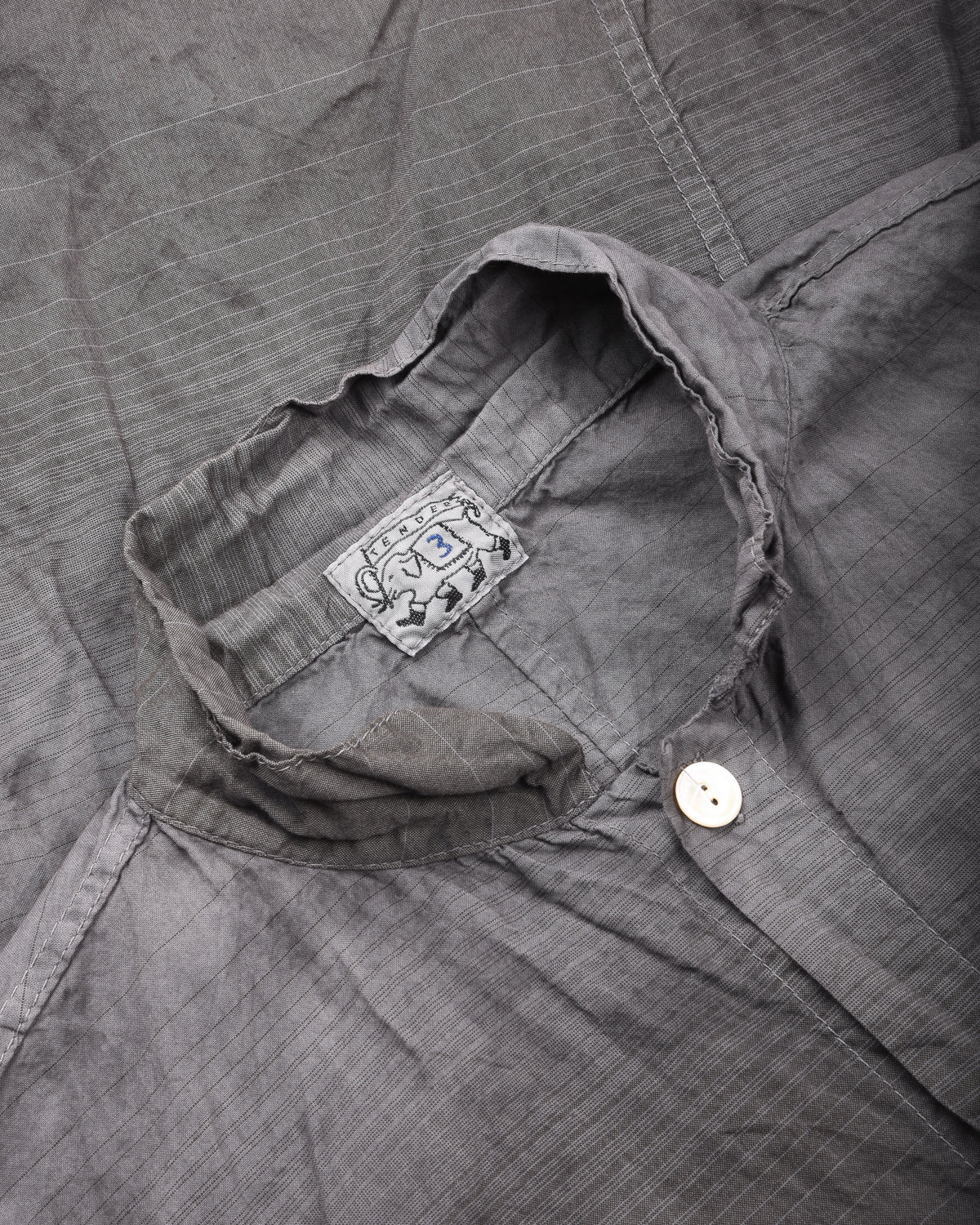 TENDER PLASTRON SHIRT - DOPPLER STRIPE COTTON CAMBRIC - CHESTNUT