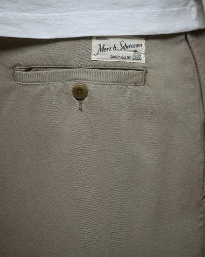 MERZ B. SCHWANEN RIDER01T PLEATED TWILL PANTS - VINTAGE ARMY