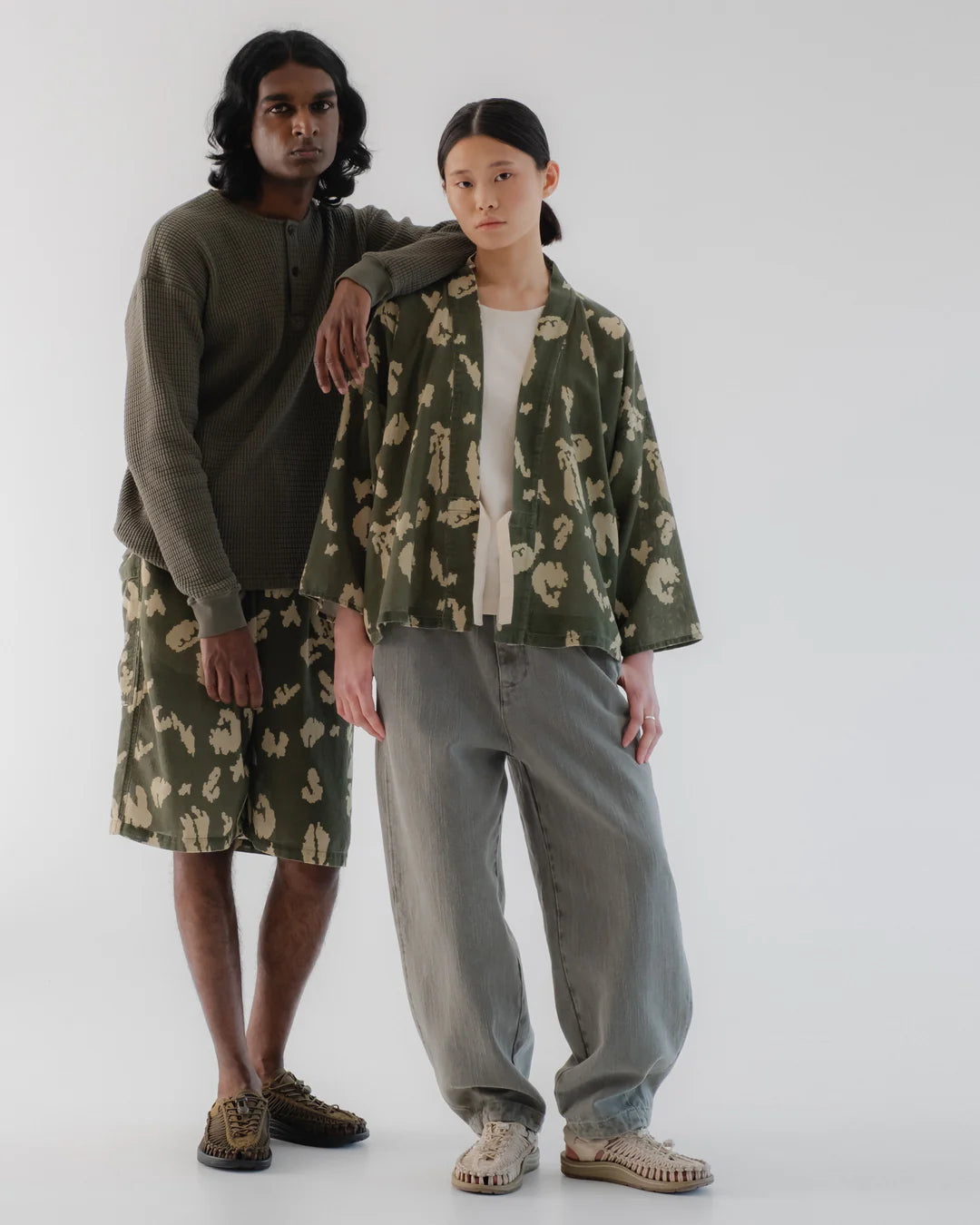 GIRLS OF DUST KIMONO - CLOUD CAMO MESH - LIGHT GREEN/ OFF WHITE