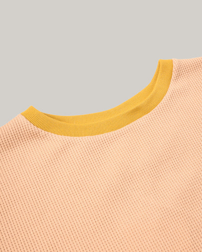 W'MENSWEAR GAS STATION TEE - MUSTARD YELLOW WAFFLE