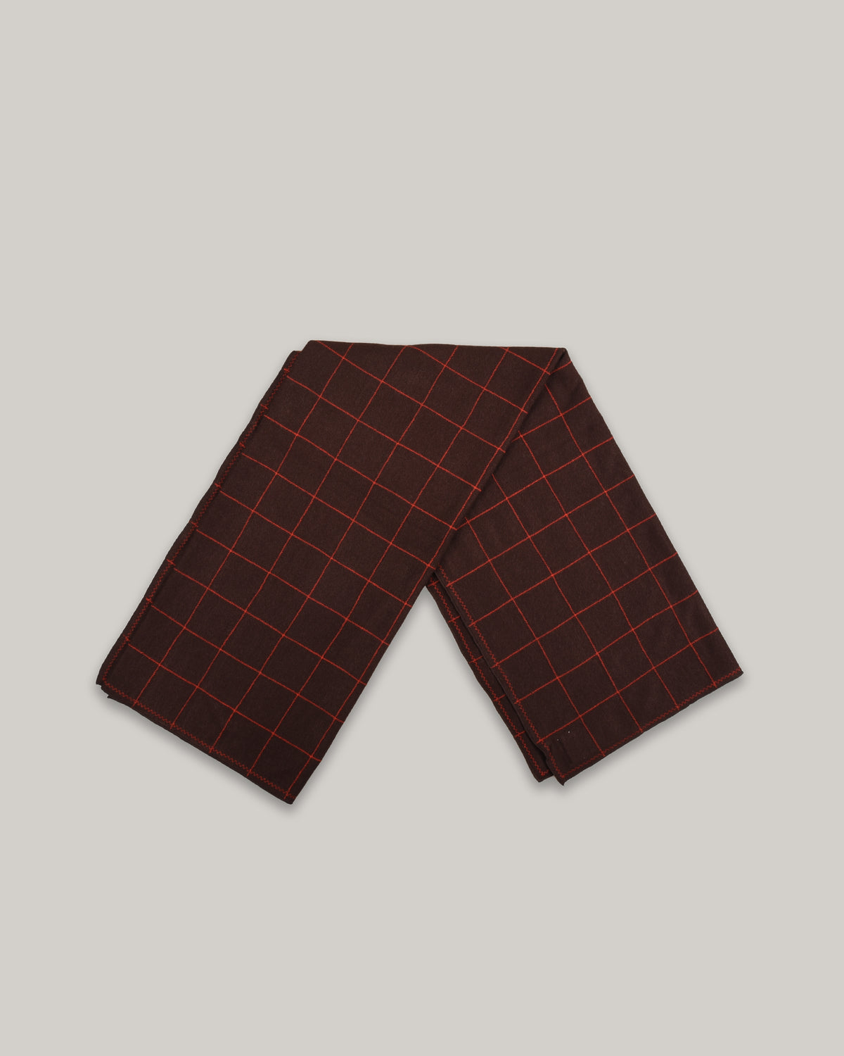 WORK WORKS ZIGZAG EMBROIDERY JERSEY SCARF - BROWN/ ORANGE