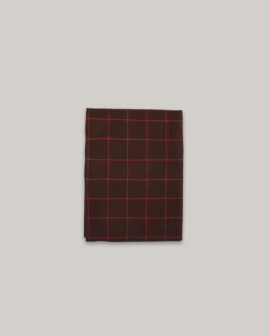 WORK WORKS ZIGZAG EMBROIDERY JERSEY SCARF - BROWN/ ORANGE