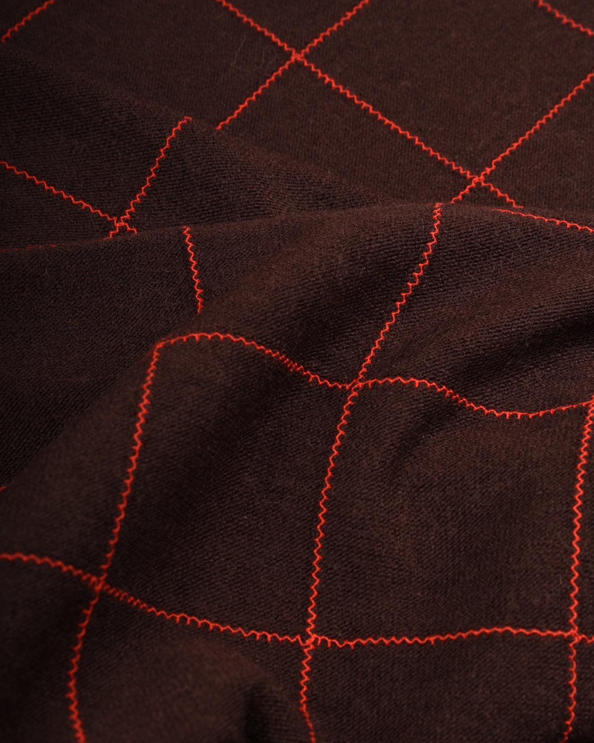 WORK WORKS ZIGZAG EMBROIDERY JERSEY SCARF - BROWN/ ORANGE