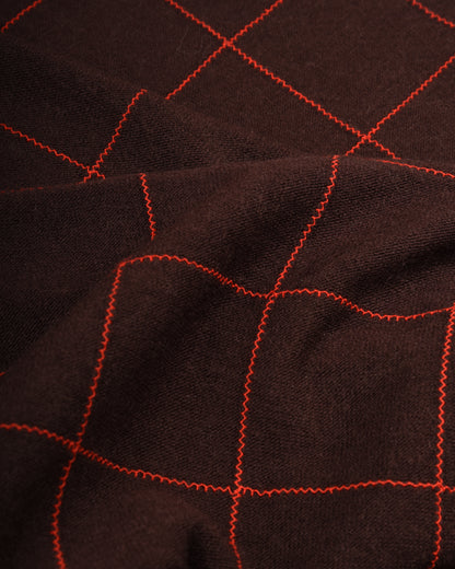 WORK WORKS ZIGZAG EMBROIDERY JERSEY SCARF - BROWN/ ORANGE