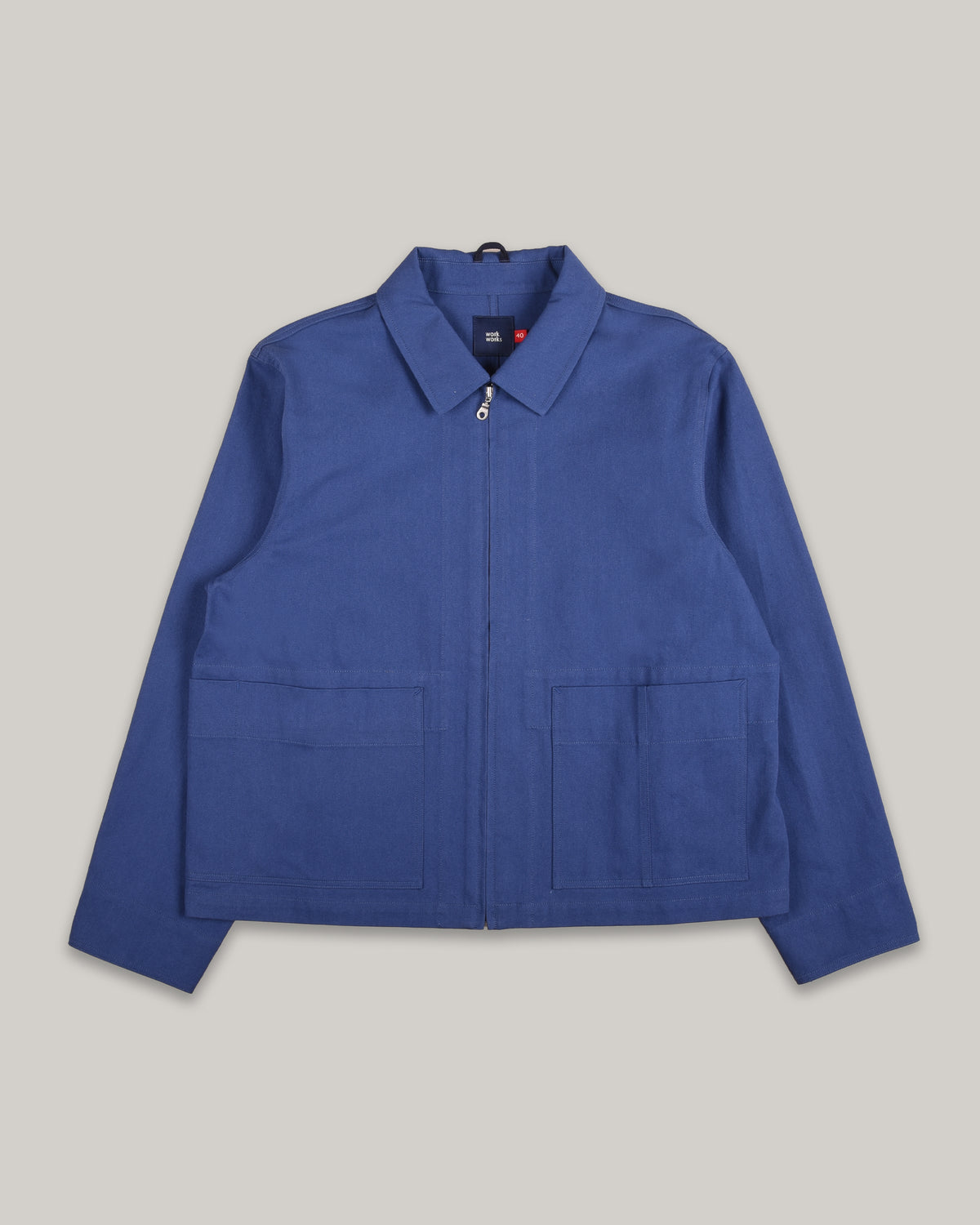 WORK WORKS WOMEN'S ZIP UP CROPPED JACKET - BLUE TWILL
