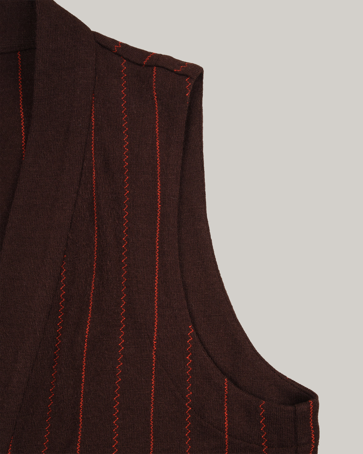WORK WORKS WOMEN'S ZIGZAG EMBROIDERY V-NECK VEST - BROWN/ ORANGE