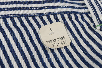 SUGAR CANE HICKORY STRIPE WORK PANT - NAVY BLUE