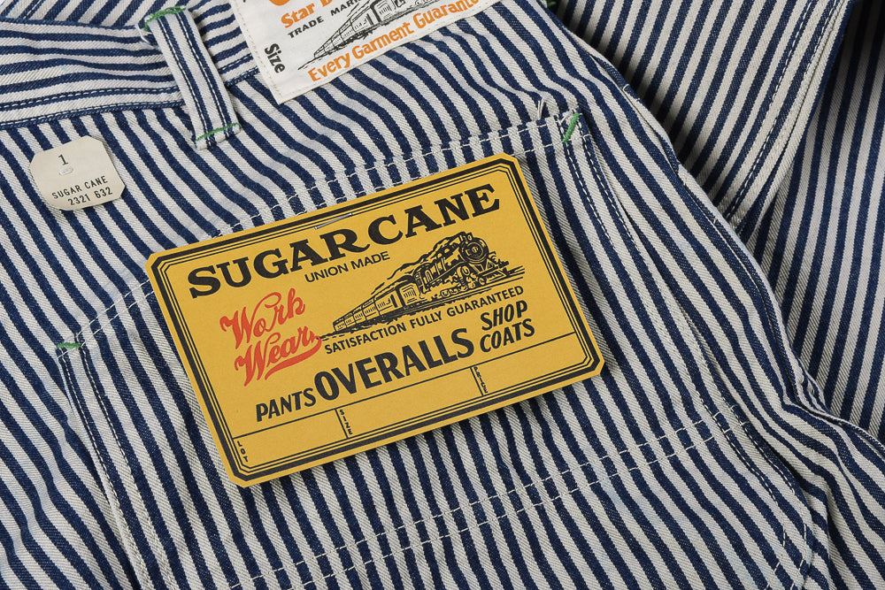 SUGAR CANE HICKORY STRIPE WORK PANT - NAVY BLUE