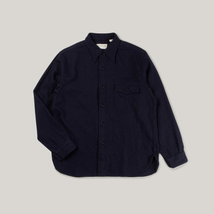 BUZZ RICKSON CPO SHIRT LS WOOL FLANNEL - NAVY