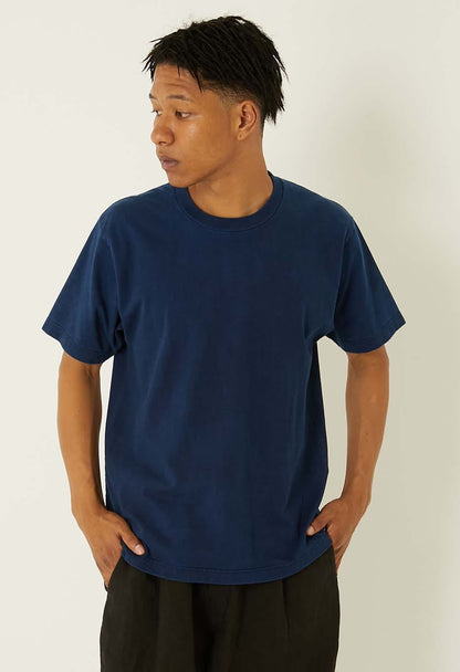 BLUE BLUE JAPAN KNITTED ORGANIC HAND DYED HIGH GUAGE CLUB SS TEE - INDIGO